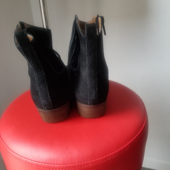 Lucky Brand Black Suede Booties with Fringe Size 10 - Picture 4 of 7